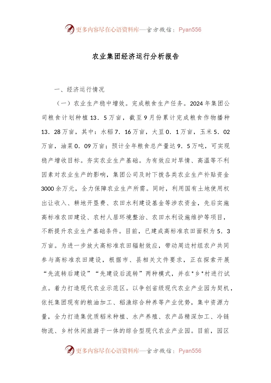 农业集团经济运行分析报告.docx_第1页