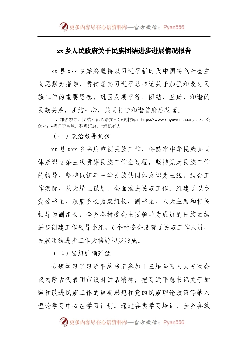 关于民族团结进步进展情况报告.docx_第1页