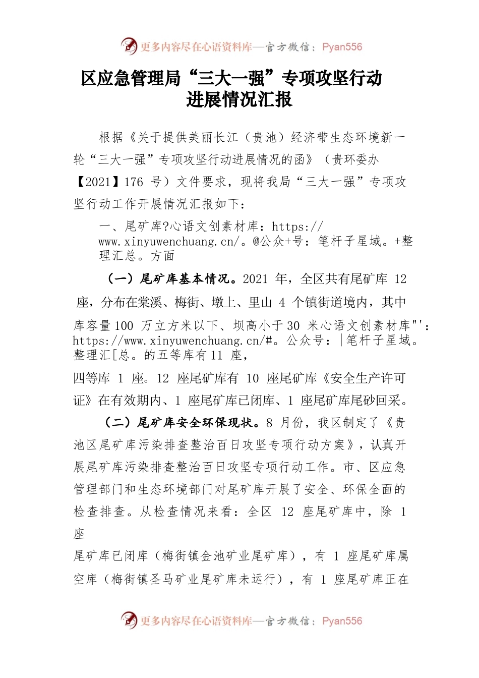 区应急管理局“三大一强”专项攻坚行动进展情况汇报.docx_第1页