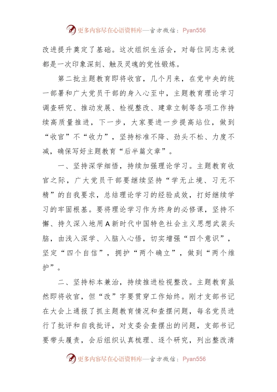 列席主题教育组织生活会点评讲话稿.docx_第2页