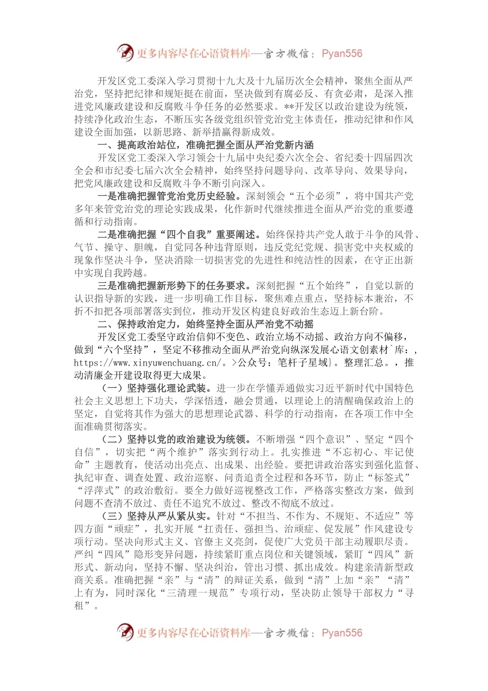 压实主体责任全面从严治党——开发区党工委书记“全面从严治党”专题研讨发言.docx_第1页