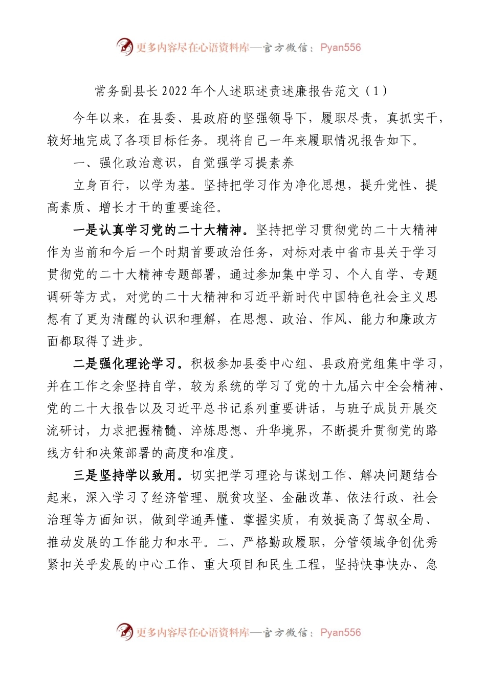 副县长个人述职述责述廉报告4篇.docx_第1页