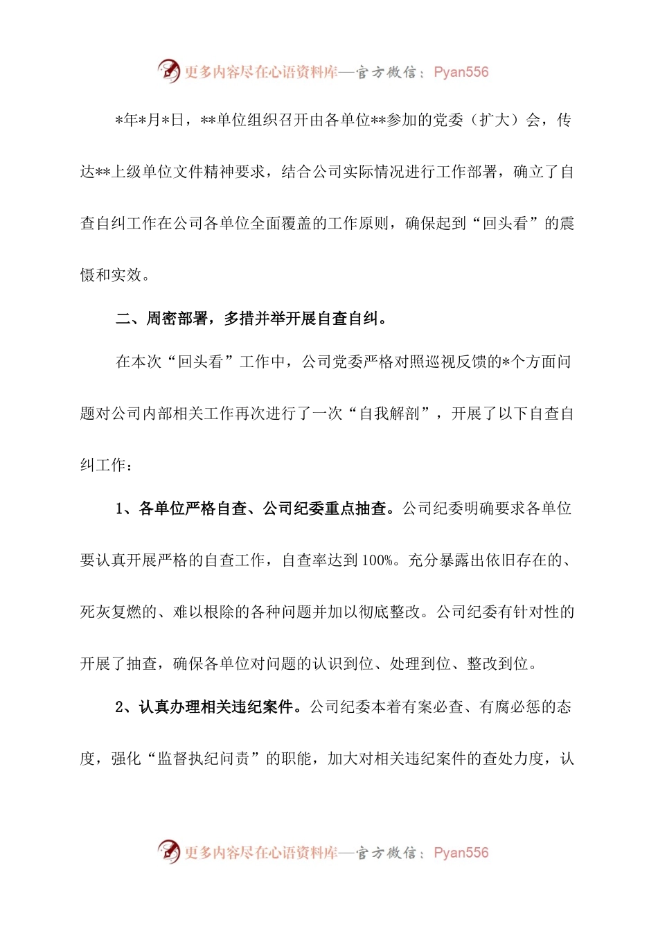 关于对巡视整改情况进行“回头看”工作开展自查自纠情况的报告.docx_第2页