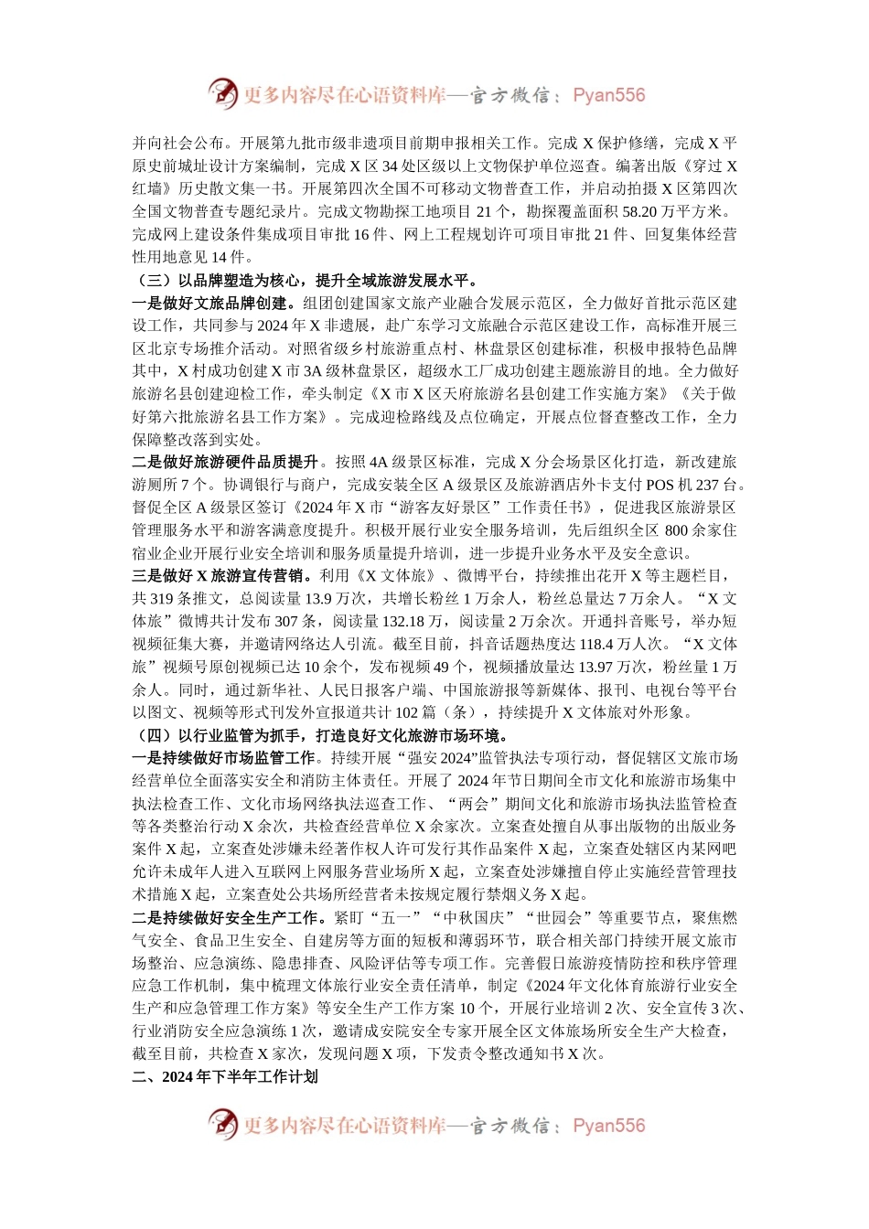 区文化体育和旅游局2024年上半年工作总结及下半年工作计划.docx_第2页
