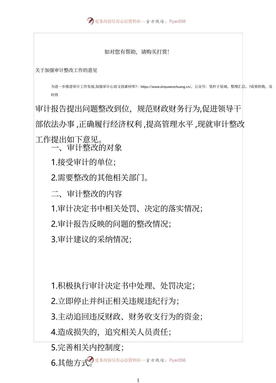 关于加强审计整改工作的意见.docx_第1页
