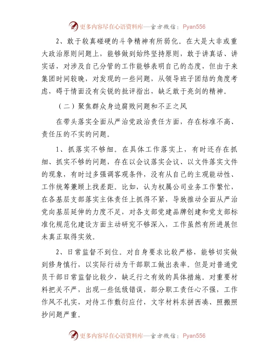 国企巡察整改专题民主生活会总经理个人发言材料.docx_第2页
