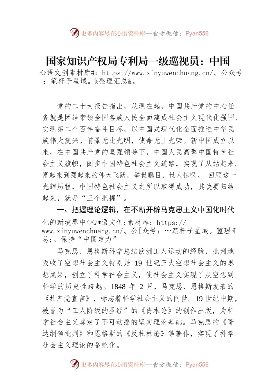国家知识产权局专利局一级巡视员：中国特色社会主义成功之诀要（20221108）.docx_第1页