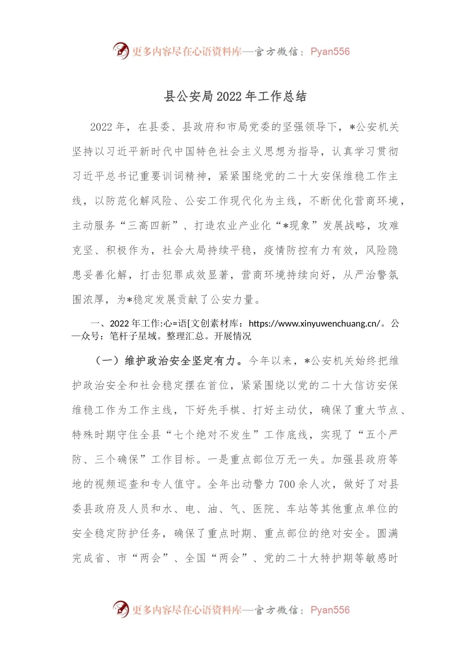 县公安局2022年工作总结（二）.docx_第1页