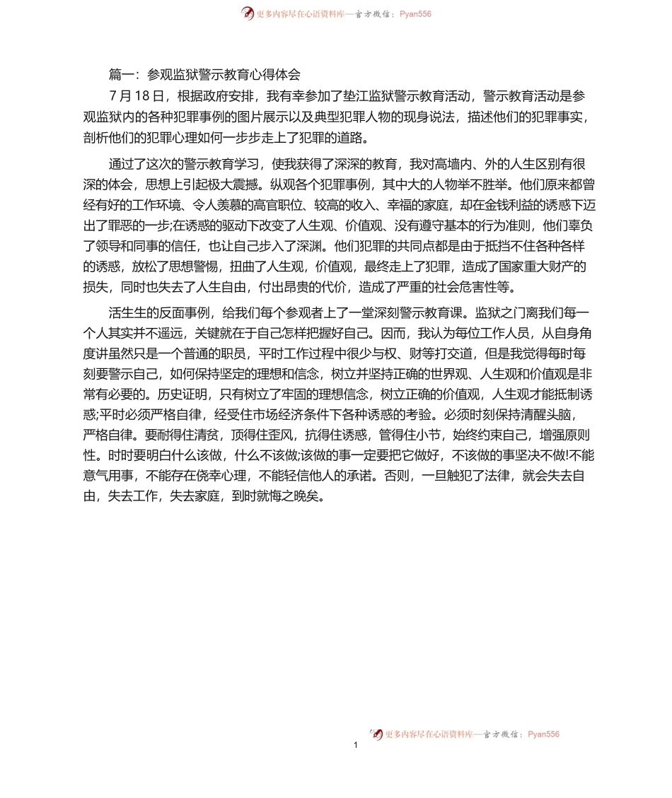 参观监狱警示教育心得发言2.docx_第1页