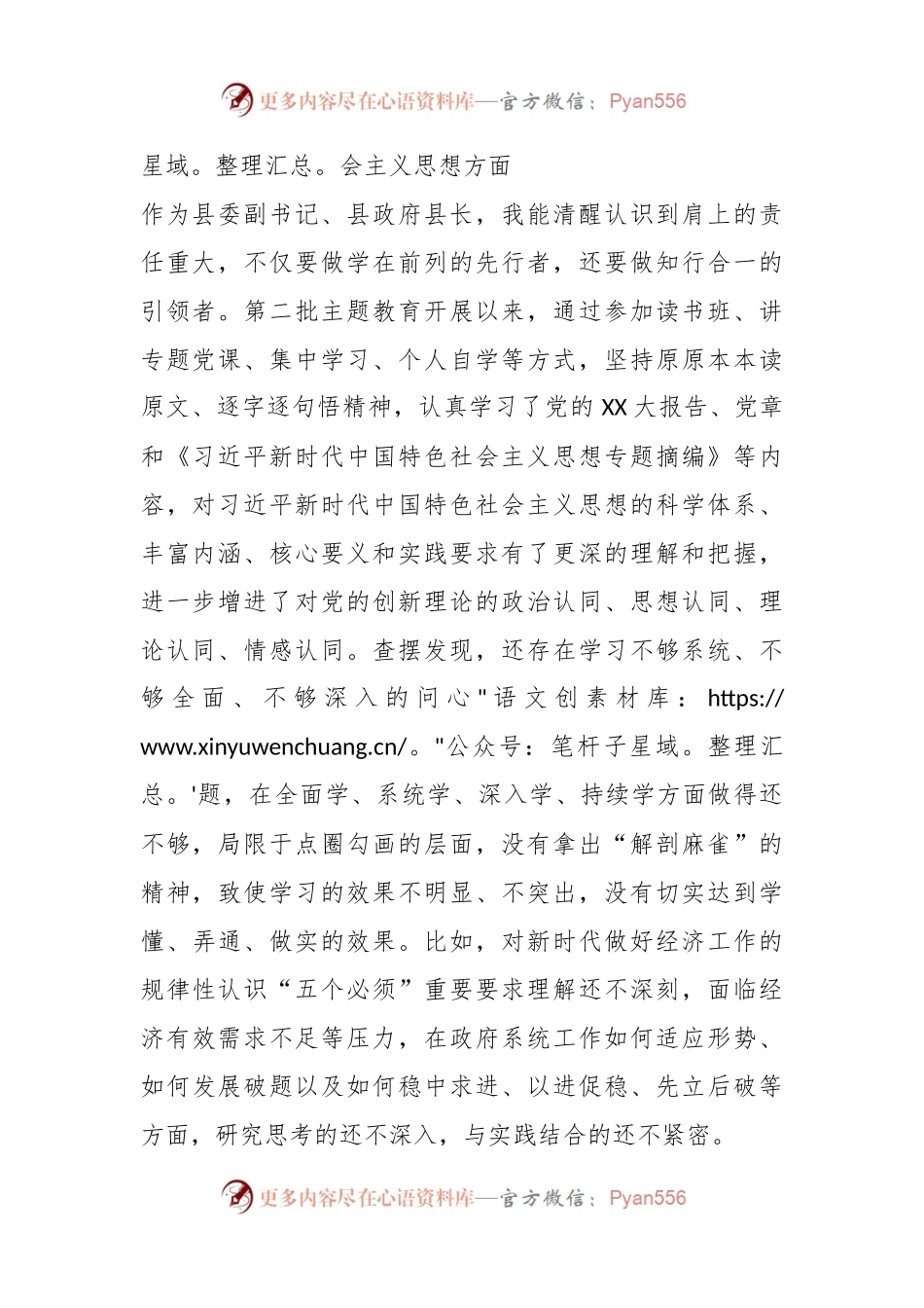 县长2023年度主题教育专题民主生活会个人对照检查材料（新6方面）.docx_第2页