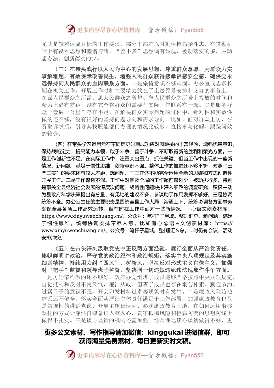 县政府办领导班子党史学习教育专题民主生活会对照检查材料.docx_第2页