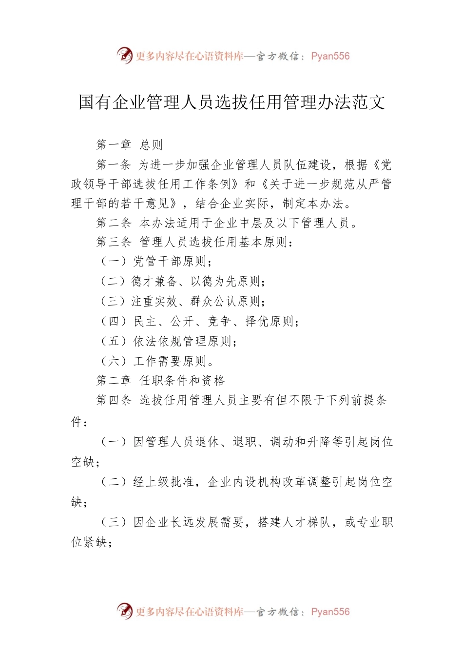 国有企业管理人员选拔任用管理办法范文.docx_第1页