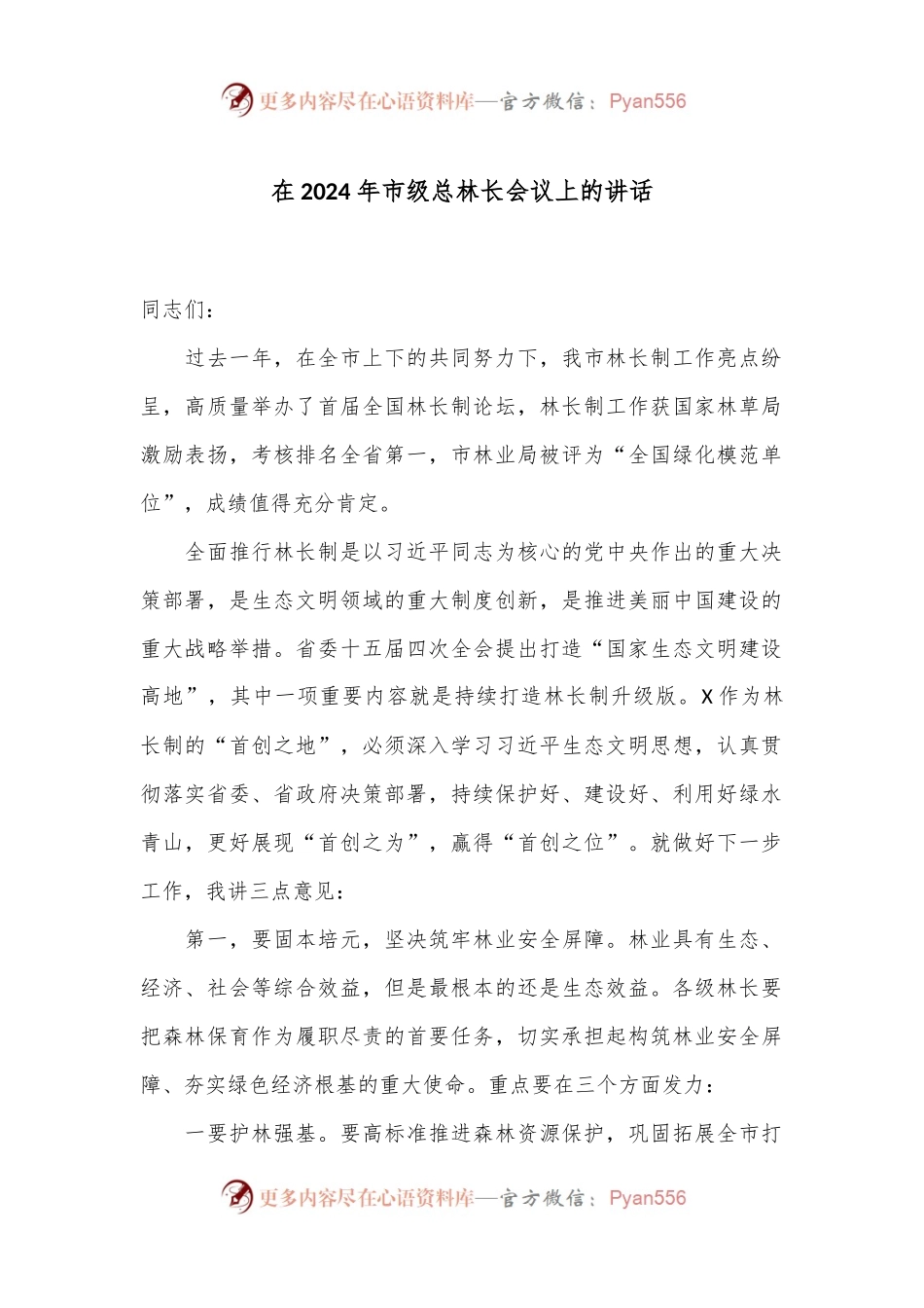 在2024年市级总林长会议上的讲话.docx_第1页