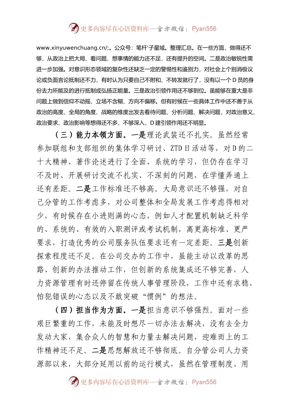 国有企业分管领导2023年主题教育专题民主生活会个人对照检查材料（学习、素质、能力、担当作为、作风，检视剖析，发言提纲，公司，六个方面，范文）.docx_第2页