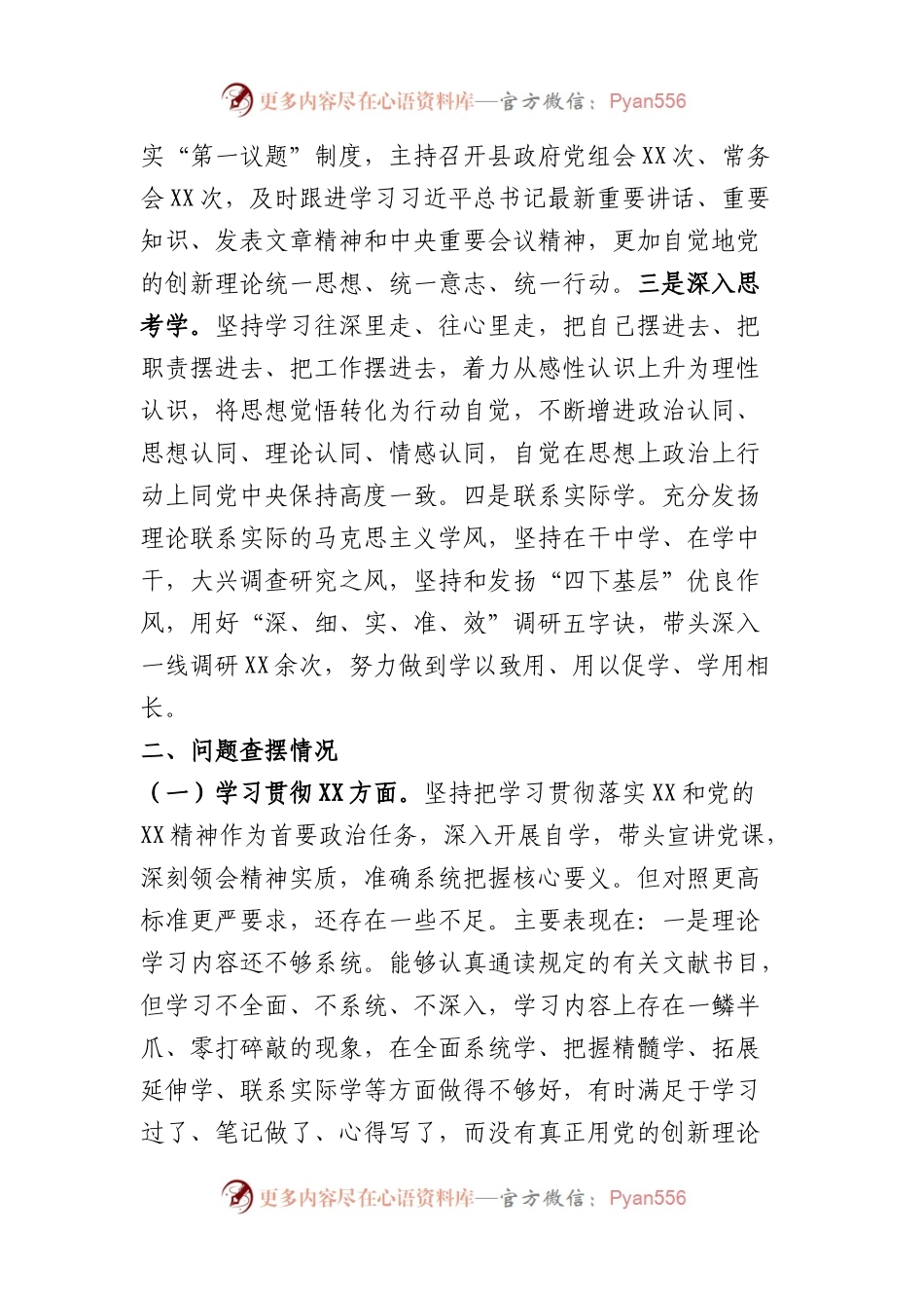 县长2023年主题教育民主生活会个人对照检查材料（践行宗旨等6个方面）(1).docx_第2页