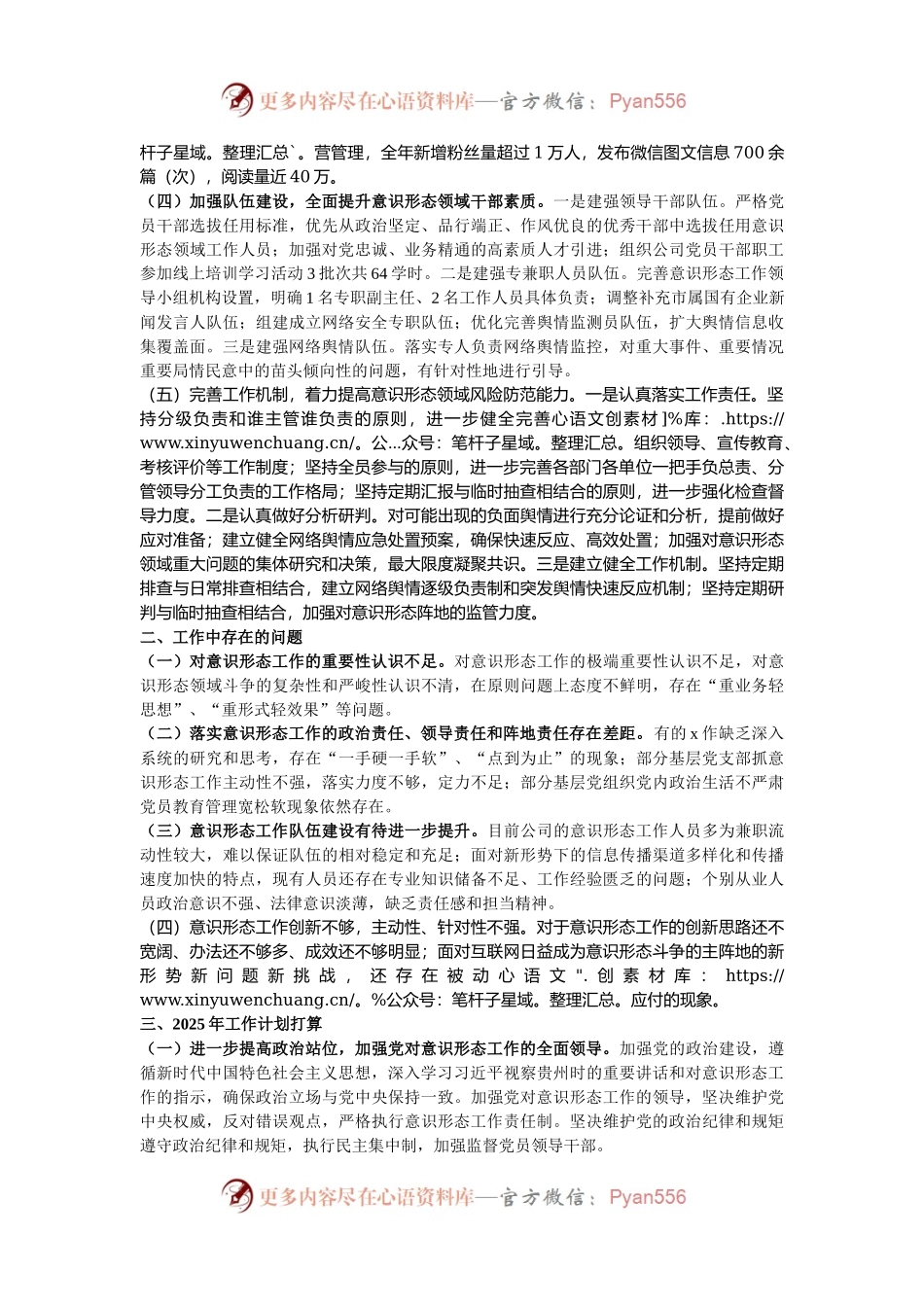 国有企业2024年意识形态工作总结及2025年工作计划.docx_第2页