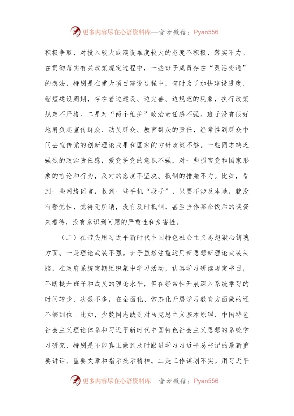 县政府党组领导班子2022年度专题民主生活会“六个带头”对照检查材料（9812字）.docx_第2页