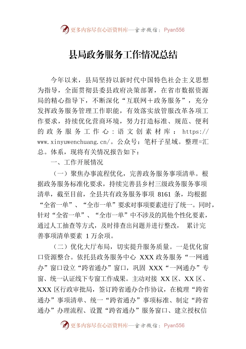 县局政务服务工作情况总结.docx_第1页