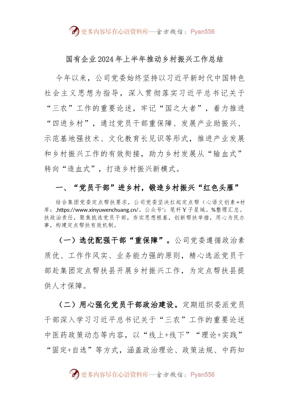 国有企业2024年上半年推动乡村振兴工作总结.docx_第1页