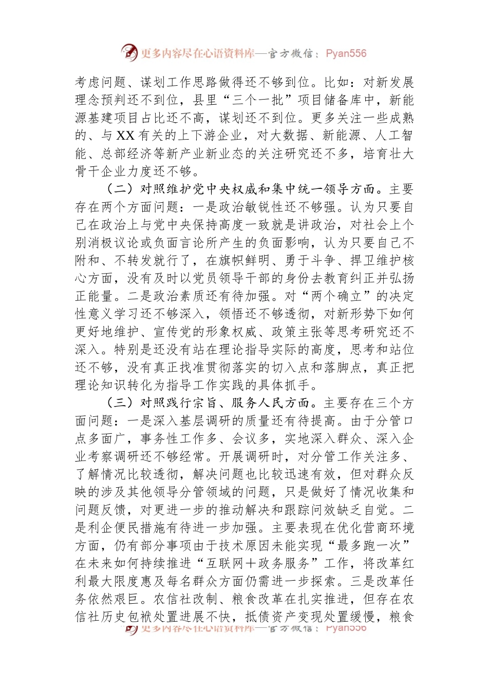 县委常委、副县长2023年度专题民主生活会个人对照检查发言稿提纲（新6个对照方面）.docx_第2页