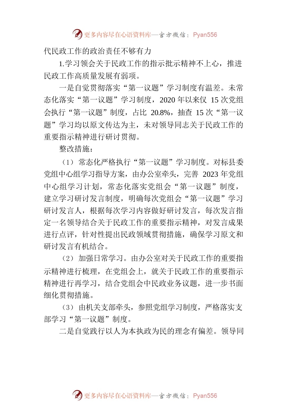 县民政局党组落实县委第一巡察组巡察反馈意见整改工作实施方案.docx_第2页