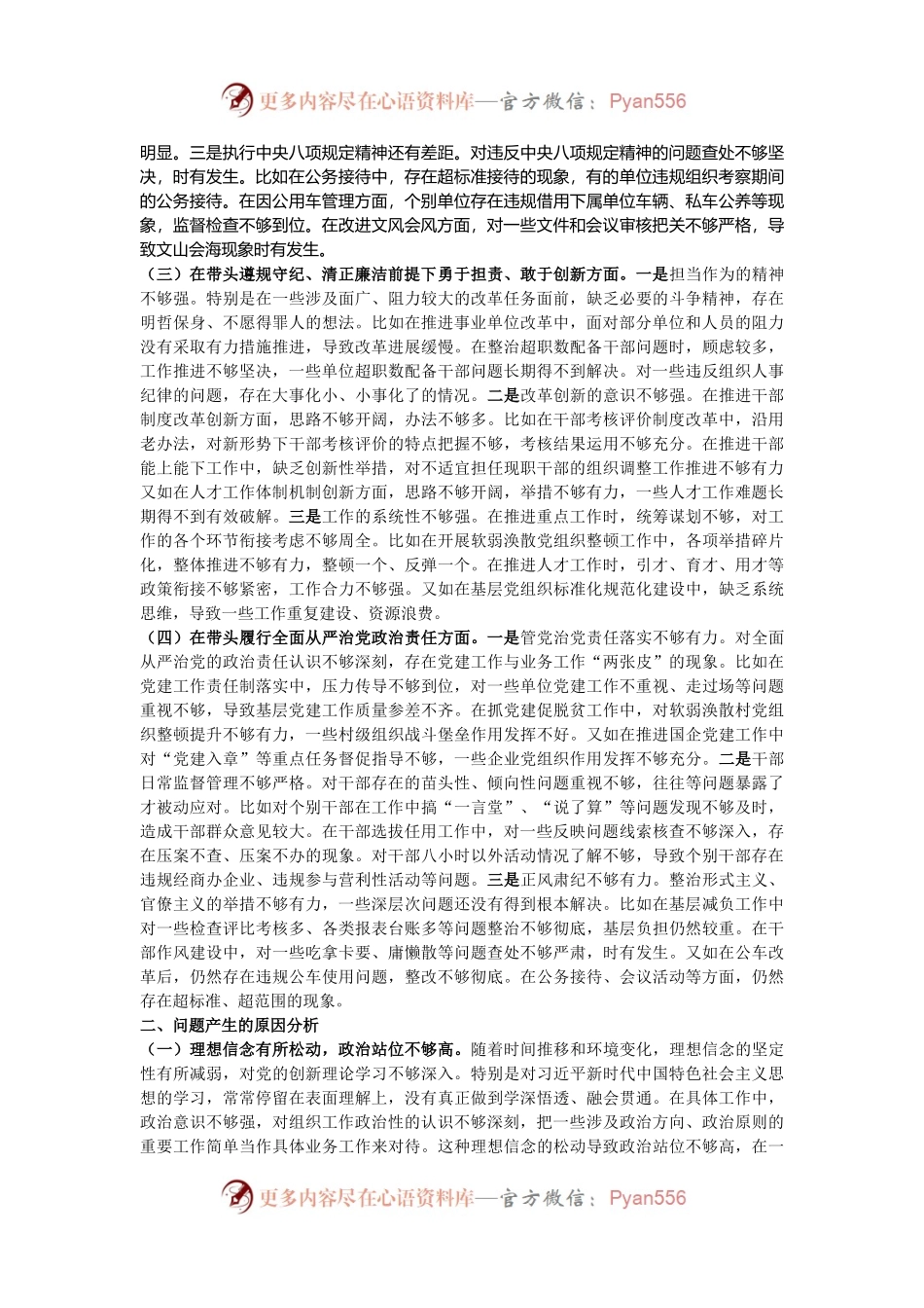 县委组织部部长2024年度民主生活会发言材料（四个带头）.docx_第2页