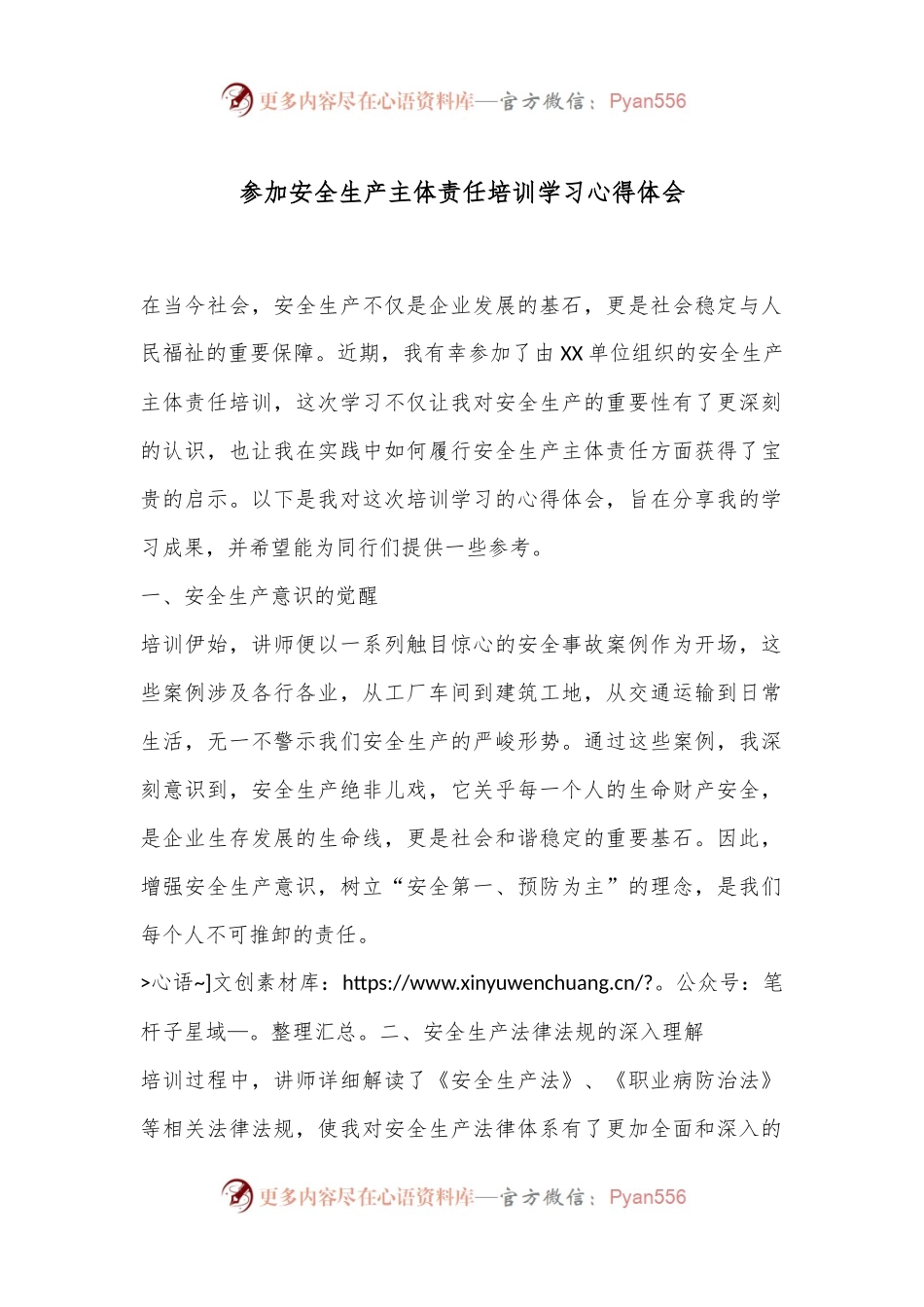 参加安全生产主体责任培训学习心得体会.docx_第1页