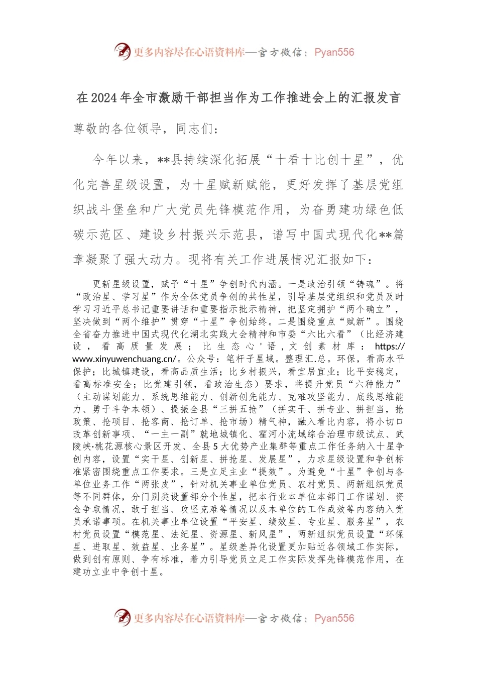 在2024年全市激励干部担当作为工作推进会上的汇报发言.docx_第1页
