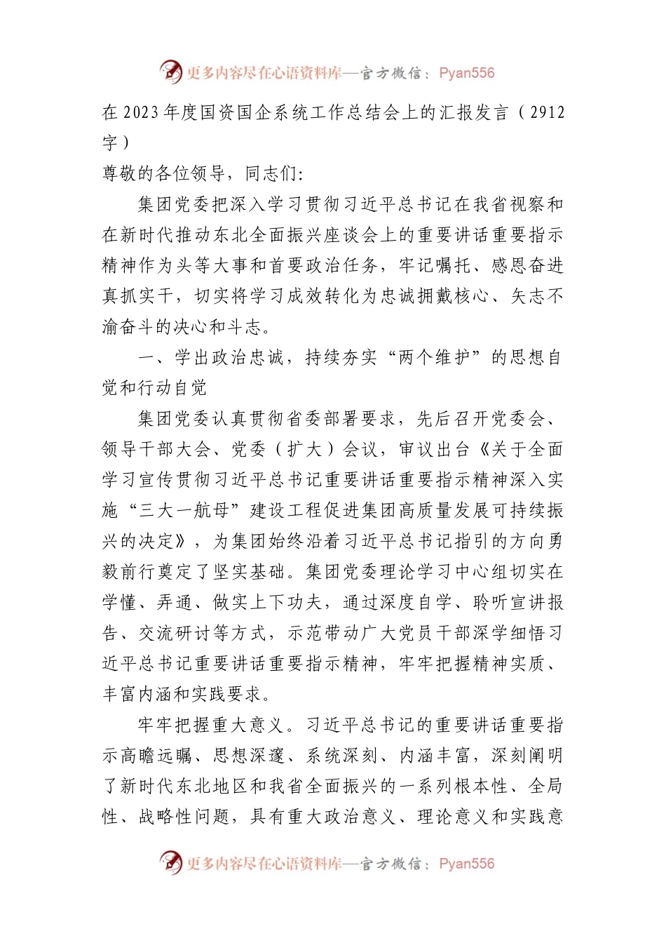 在2023年度国资国企系统工作总结会上的汇报发言.docx_第1页