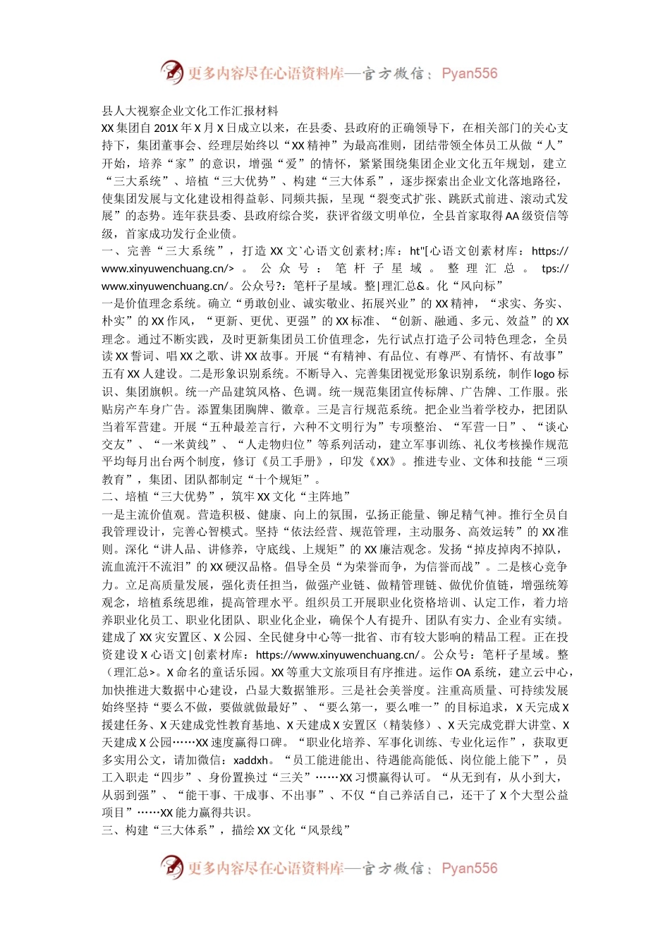 县人大视察企业文化工作汇报材料.docx_第1页