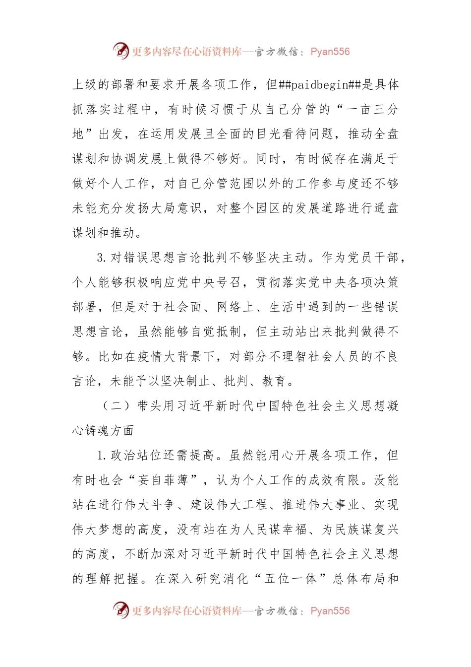园区领导2022年度“六个带头”民主生活会对照检查材料.docx_第2页