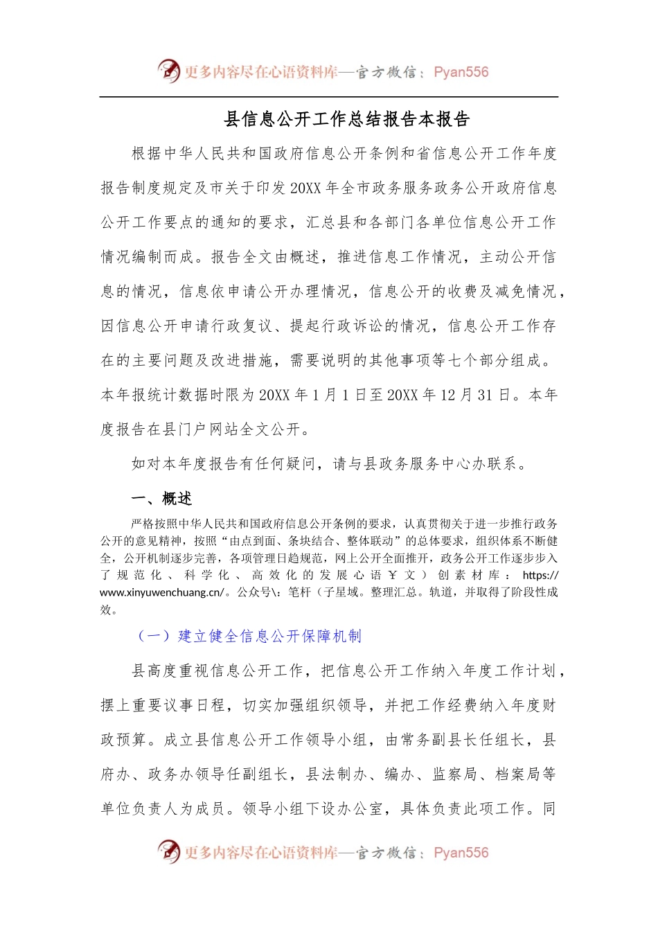 县信息公开工作总结报告本报告.docx_第1页