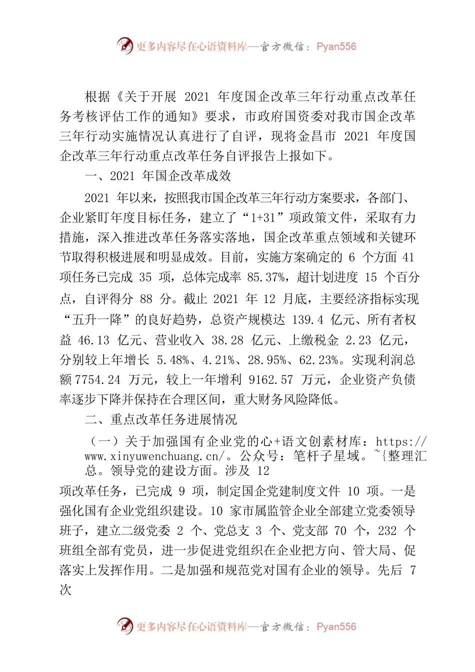 国企改革三年行动自查报告.docx_第1页
