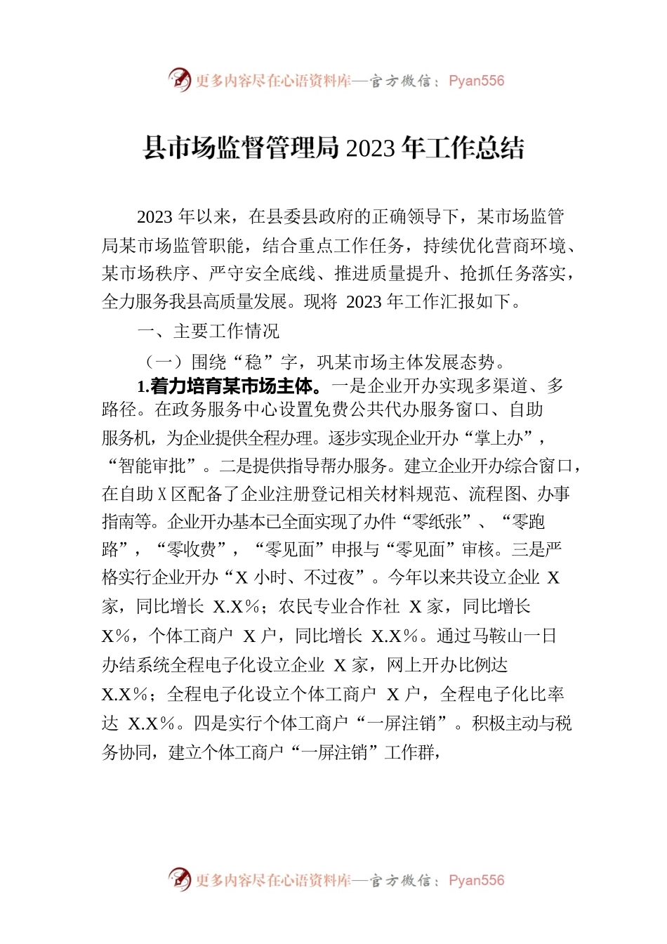 县市场监督管理局2023年工作总结.docx_第1页