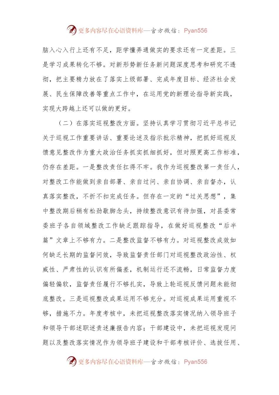 县委书记在巡视整改专题民主生活会上的发言提纲.docx_第2页