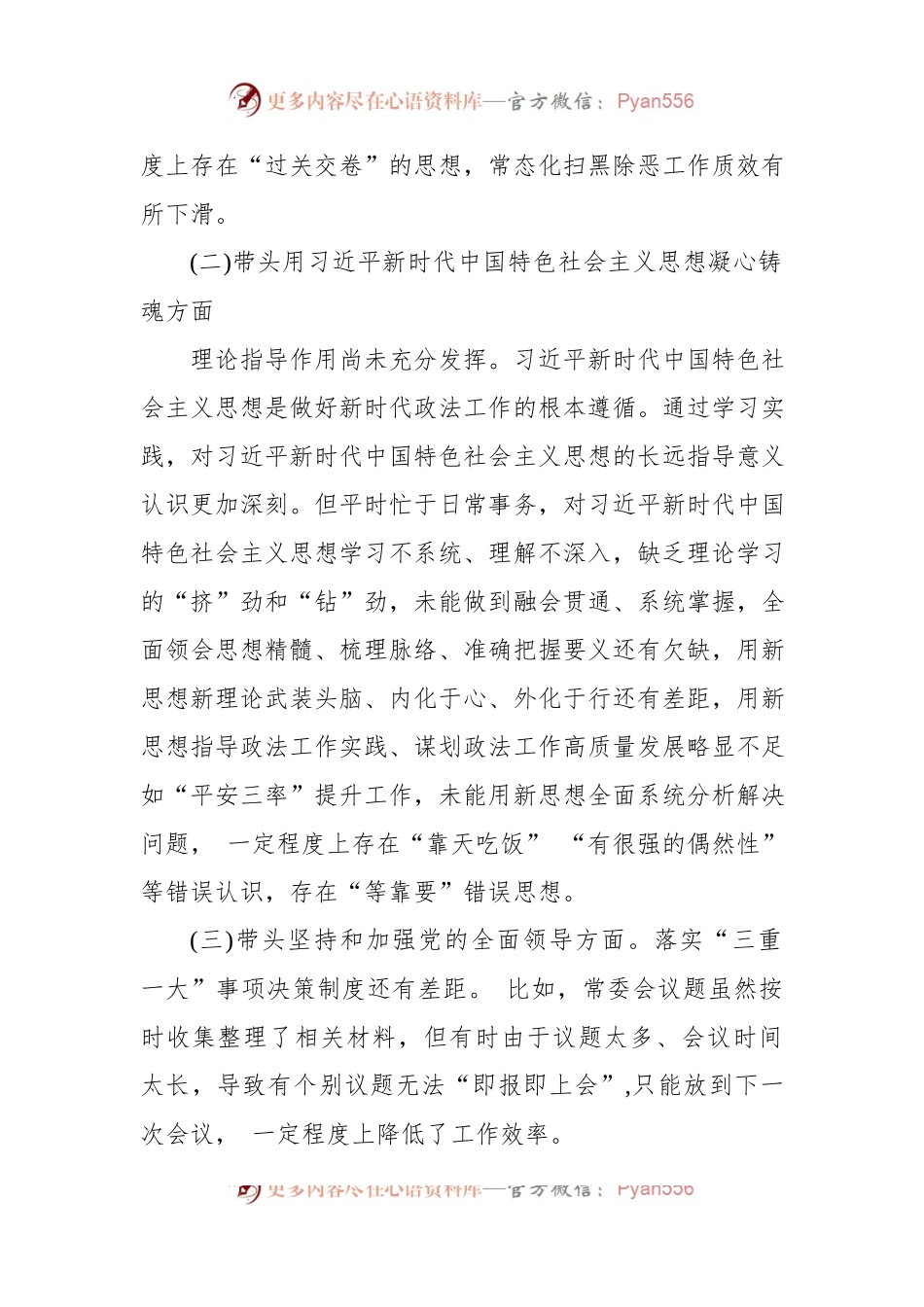 县政法委书记2022年度“六个带头”民主生活会个人对照.docx_第2页