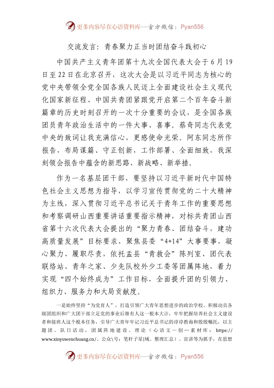 团十九大研讨发言：青春聚力正当时 团结奋斗践初心.docx_第1页