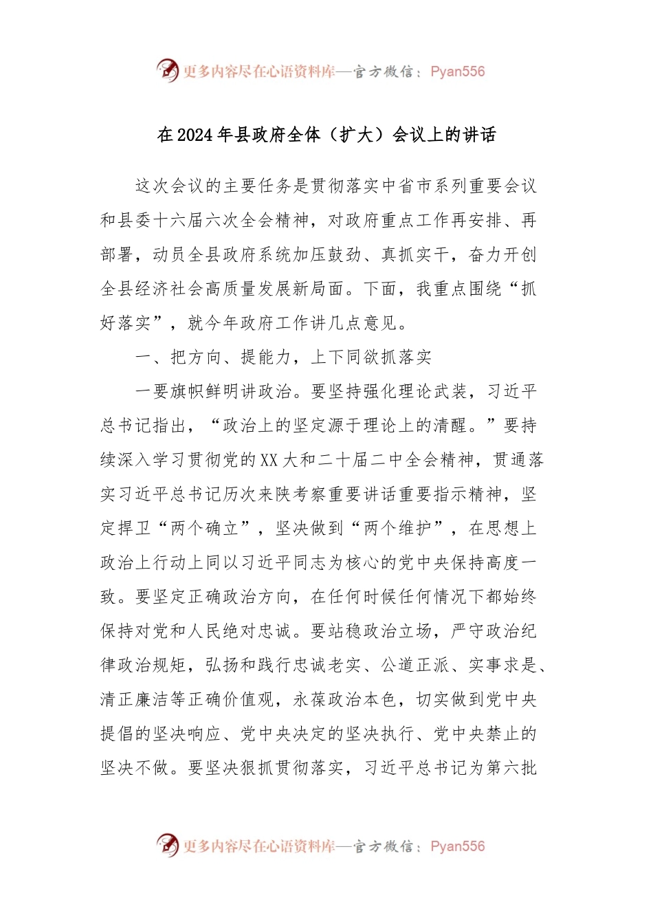 在2024年县政府全体（扩大）会议上的讲话.docx_第1页