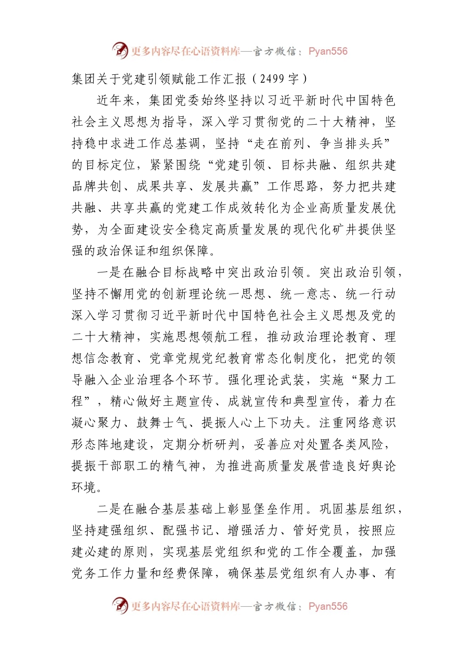 国企党建引领赋能工作汇报.docx_第1页