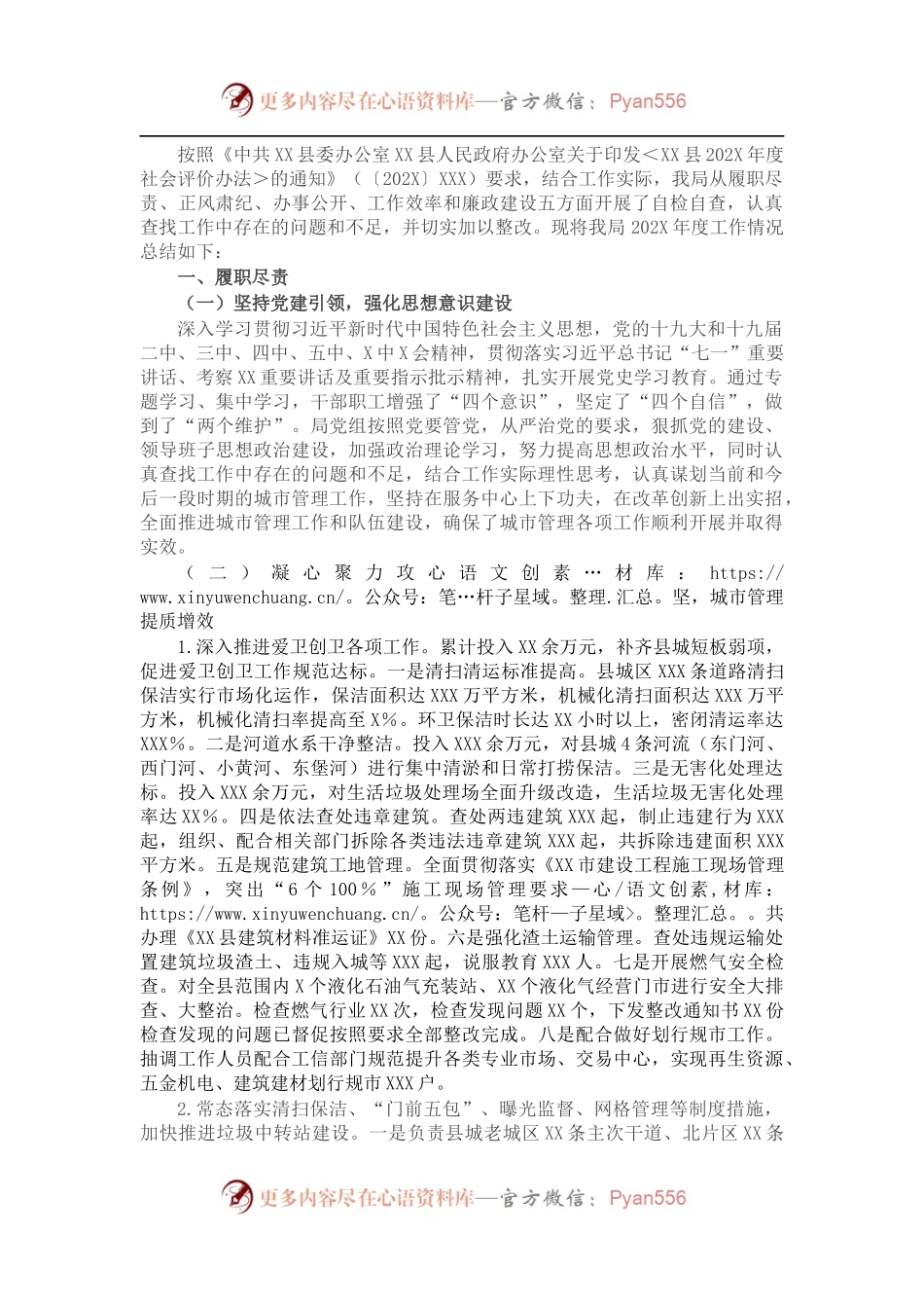 县城市综合管理局202X年度工作情况总结.docx_第1页