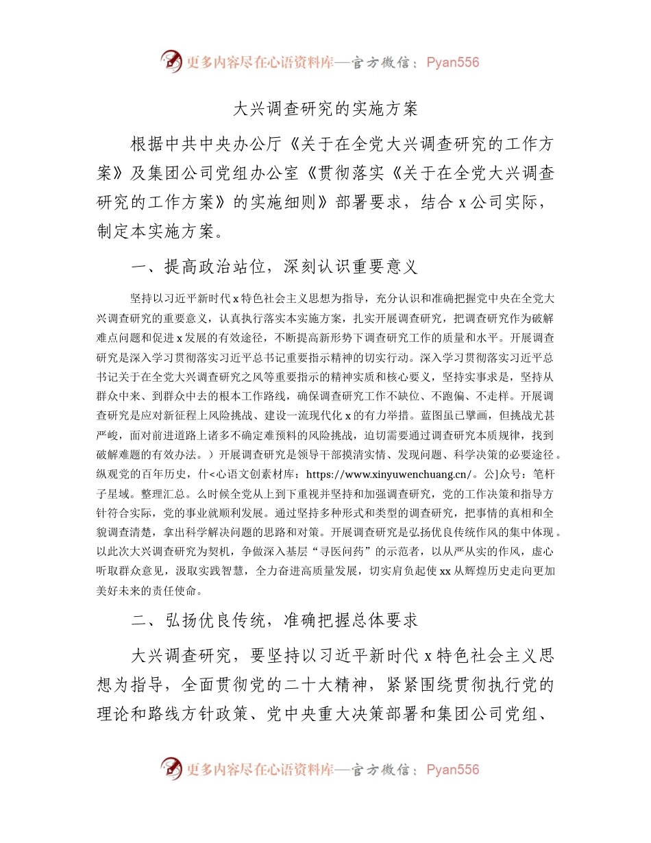 国企大兴调查研究的实施方案4000字.docx_第1页