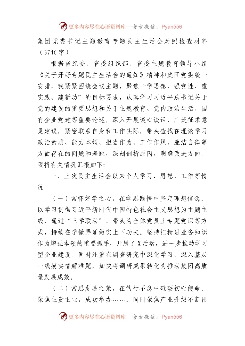 国企书记主题教育专题民主生活会对照检查材料(1).docx_第1页