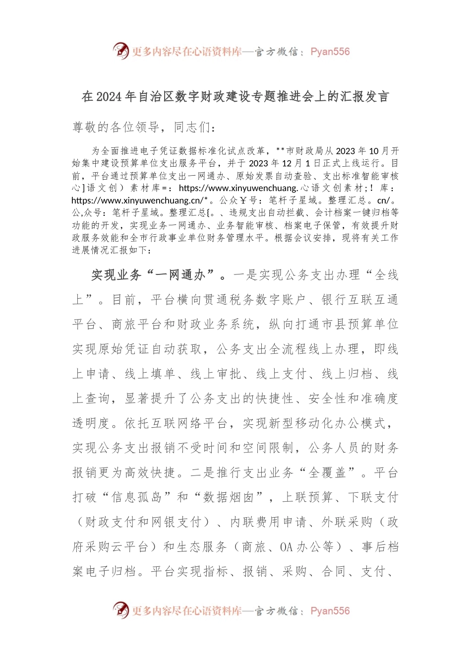 在2024年自治区数字财政建设专题推进会上的汇报发言.docx_第1页