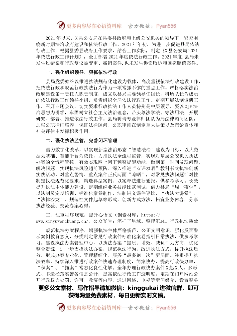 县公安局2021年行政执法工作报告.docx_第1页