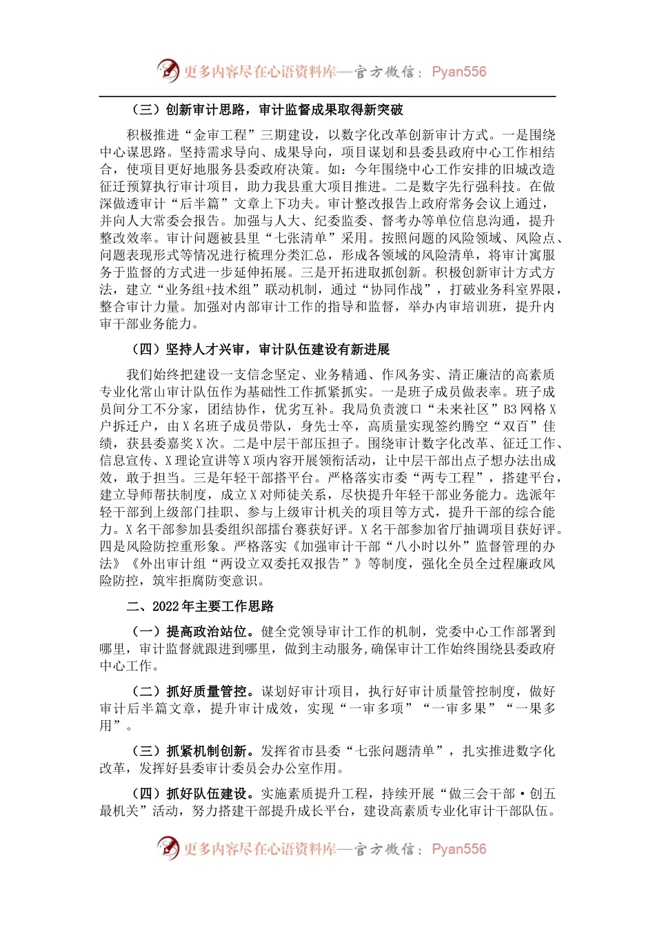 县审计局202X年工作总结 及2022年工作思路.docx_第2页