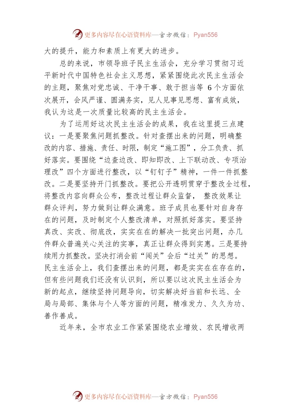 在2022年度市农业农村局领导班子民主生活会上的讲话.docx_第2页