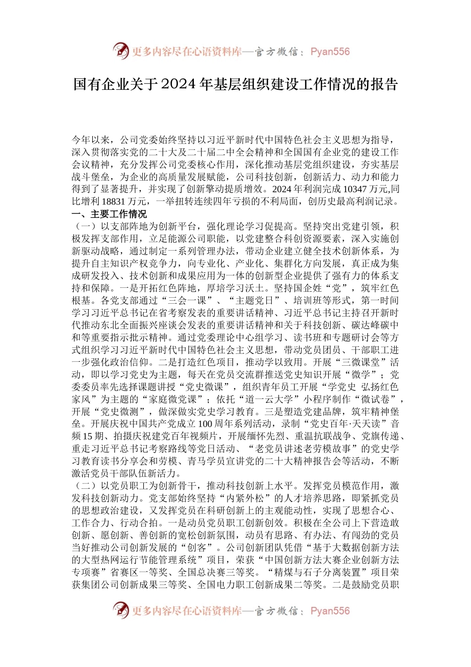 国有企业关于2024年基层组织建设工作情况的报告.docx_第1页