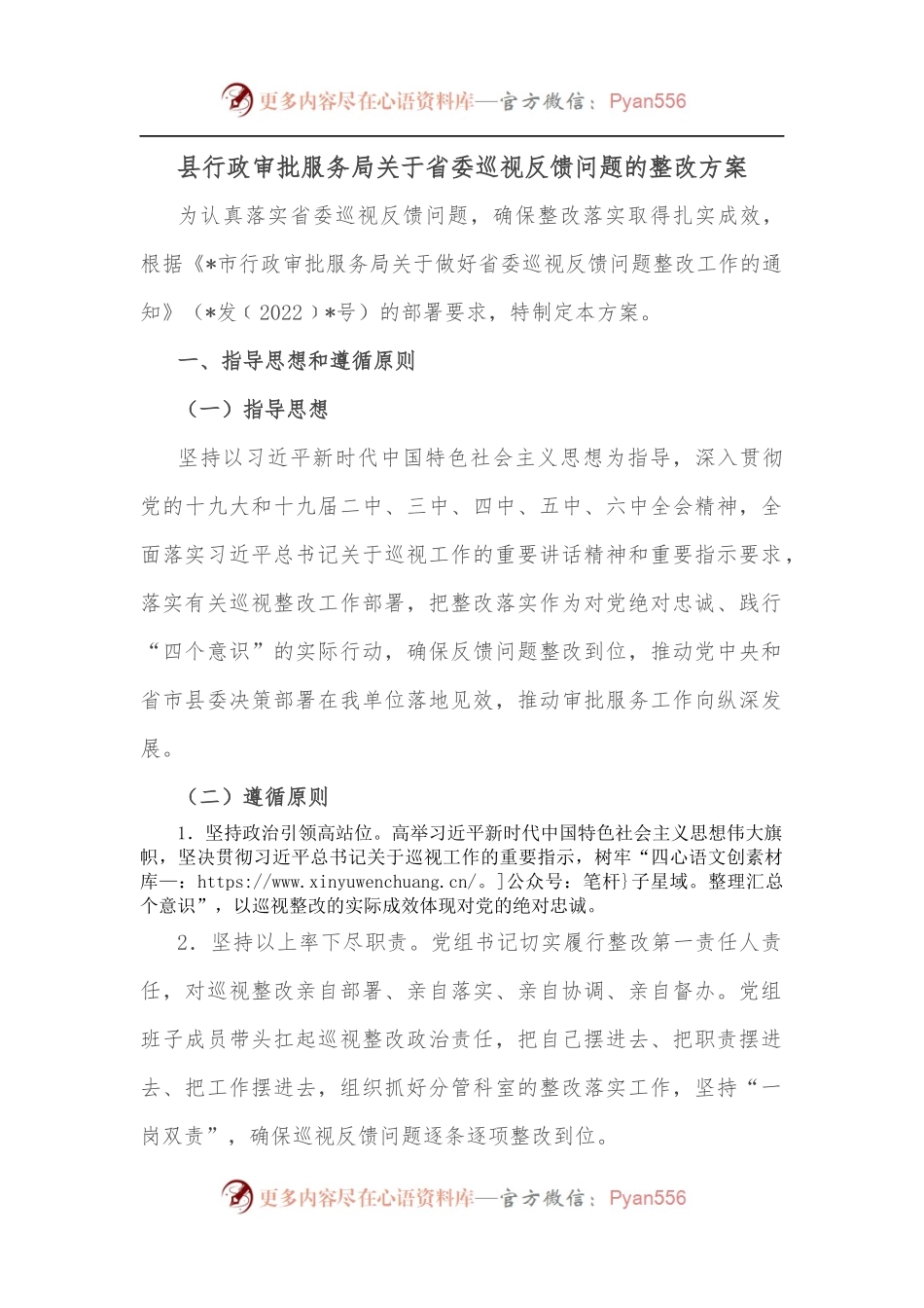 县行政审批服务局关于省委巡视反馈问题的整改方案.docx_第1页