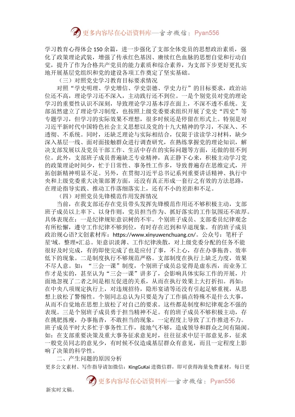 县直机关党支部班子党史学习教育专题组织生活会对照检查材料2.docx_第2页