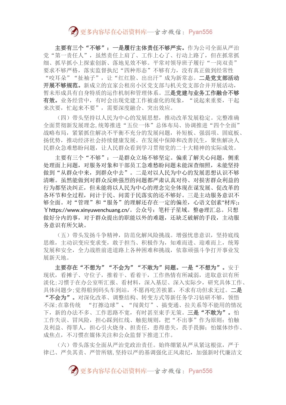 国企负责人2022年度党员领导干部民主生活会个人对照检查材料.docx_第2页